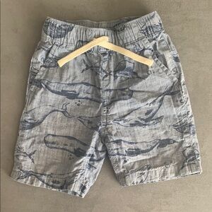 Whale Print Gray/Blue Shorts with Working Drawstring